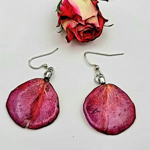 Blush of the Rose Petal Earrings Overhead