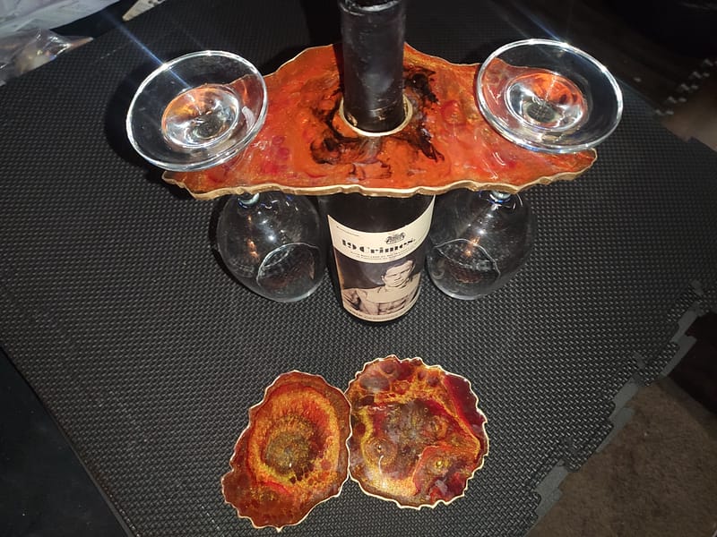 resin wine butler and coaster set