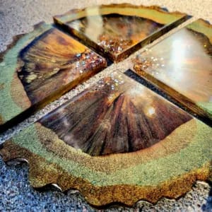geode resin puzzle coasters