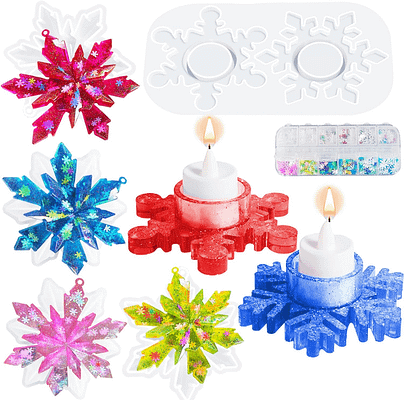 3D Christmas Snowflake Candle Holder Molds