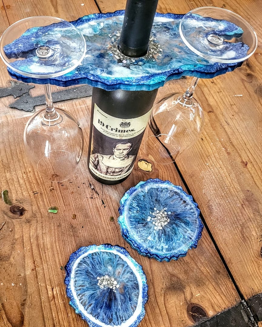 resin wine butler and coaster set for sale