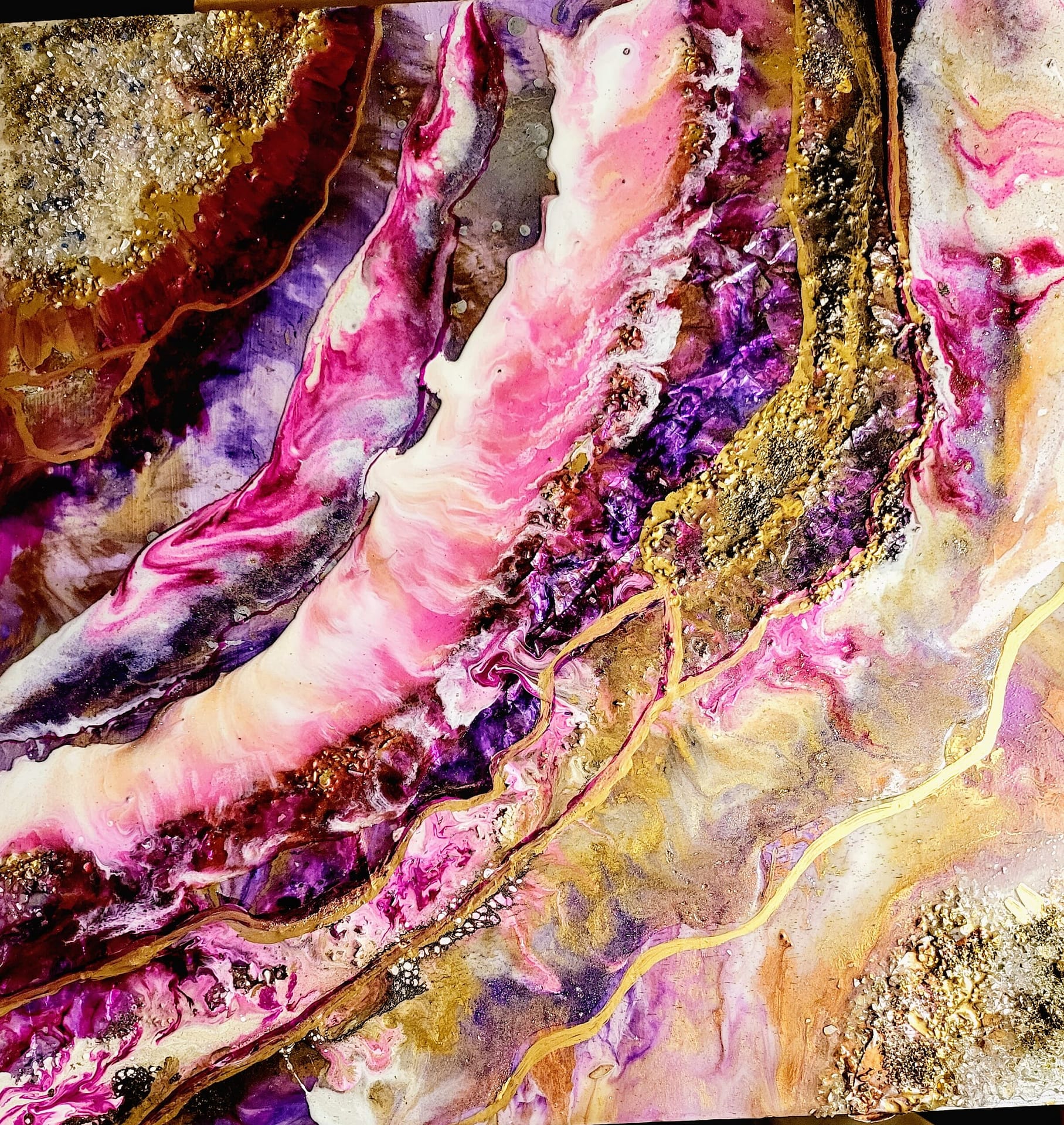 purple resin geode painting for sale